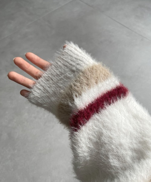 B.R.U（ブル）の「シャギーボーダーニット（ニット/セーター・メンズ・ブラック/レッド・FREE）」の4枚目の写真