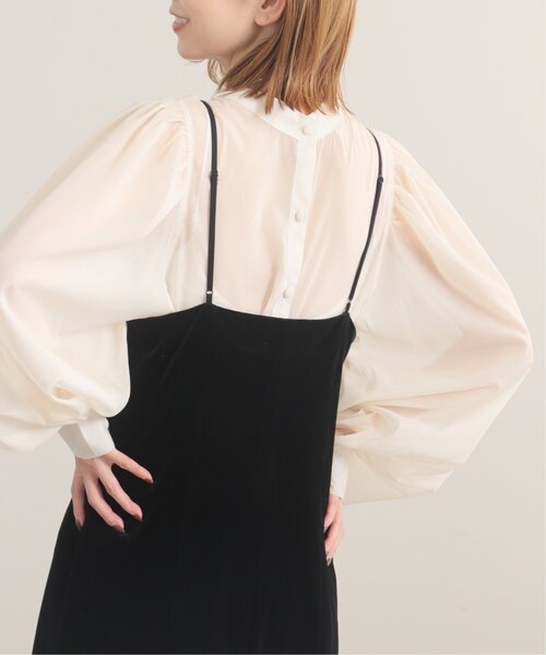 RAY CASSIN（レイカズン）の「ストレートベロアキャミワンピース（ワンピース・レディース・ブラック/カーキ/ブルー・FREE）」の6枚目の写真