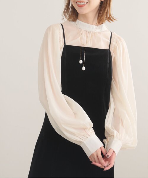 RAY CASSIN（レイカズン）の「ストレートベロアキャミワンピース（ワンピース・レディース・ブラック/カーキ/ブルー・FREE）」の7枚目の写真