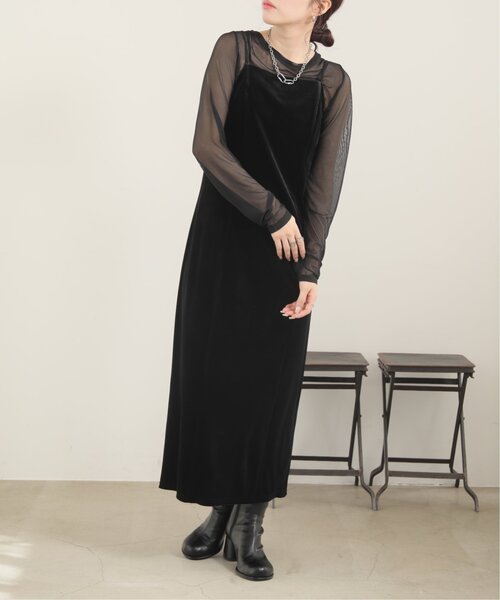 RAY CASSIN（レイカズン）の「ストレートベロアキャミワンピース（ワンピース・レディース・ブラック/カーキ/ブルー・FREE）」の10枚目の写真