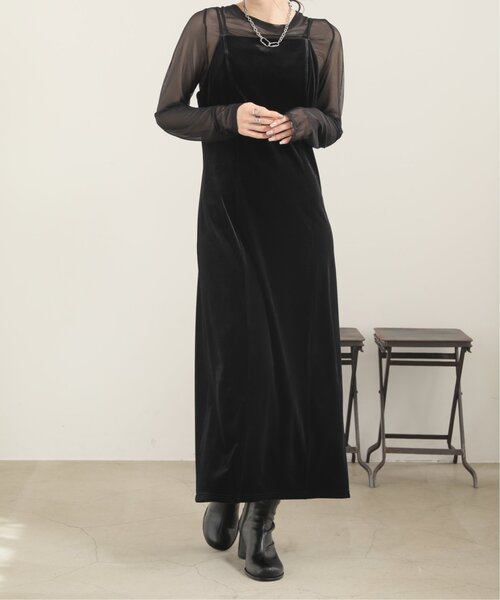 RAY CASSIN（レイカズン）の「ストレートベロアキャミワンピース（ワンピース・レディース・ブラック/カーキ/ブルー・FREE）」の11枚目の写真