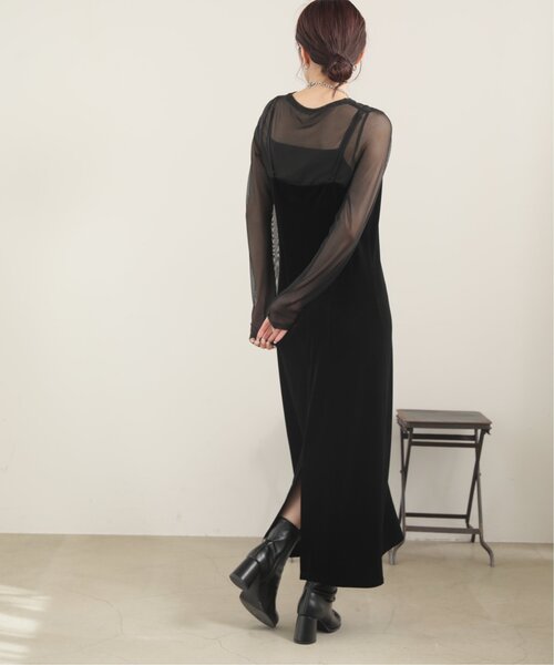 RAY CASSIN（レイカズン）の「ストレートベロアキャミワンピース（ワンピース・レディース・ブラック/カーキ/ブルー・FREE）」の12枚目の写真