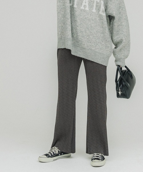 coca(coca)(コカ)の「起毛リブ フィット&フレアパンツ(その他パンツ・レディース・ベージュ/ブラック・SHORT/LONG)」の1枚目の写真