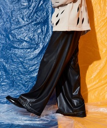 Adoon plain | fake leather wide pants(その他パンツ)
