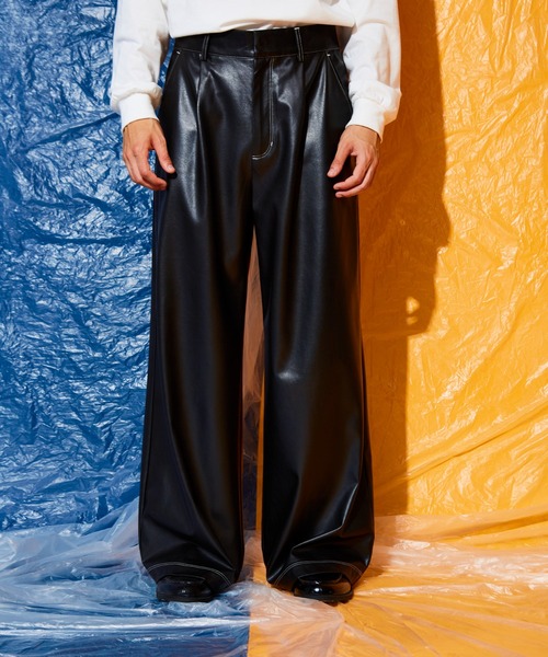 Adoon plain(アドーンプレーン)の「fake leather wide pants(その他パンツ・メンズ・ブラック/ブロンズ・SMALL/LARGE/MEDIUM)」の18枚目の写真