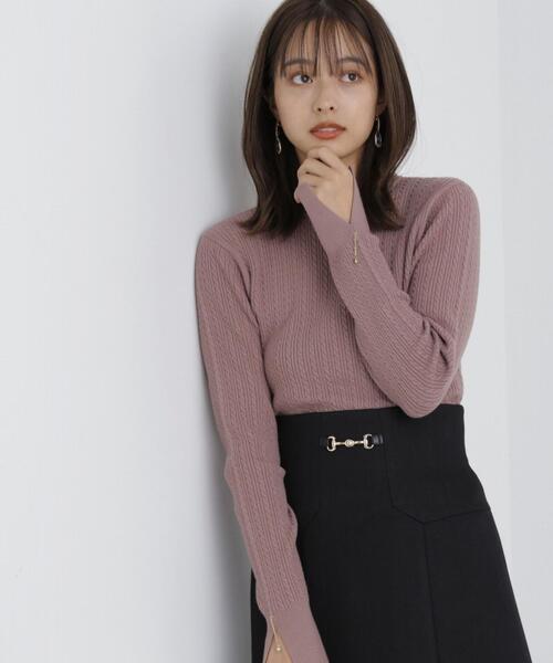 PROPORTION BODY DRESSING(プロポーションボディドレッシング)の「ミニケーブルスリットチェーンニット / 1213270027(ニット/セーター・レディース・ライトグリーン/ホワイト系その他/ブラウン/ブラック・MEDIUM/SMALL)」の3枚目の写真