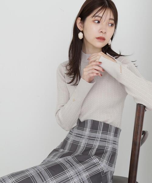 PROPORTION BODY DRESSING(プロポーションボディドレッシング)の「ミニケーブルスリットチェーンニット / 1213270027(ニット/セーター・レディース・ライトグリーン/ホワイト系その他/ブラウン/ブラック・MEDIUM/SMALL)」の4枚目の写真