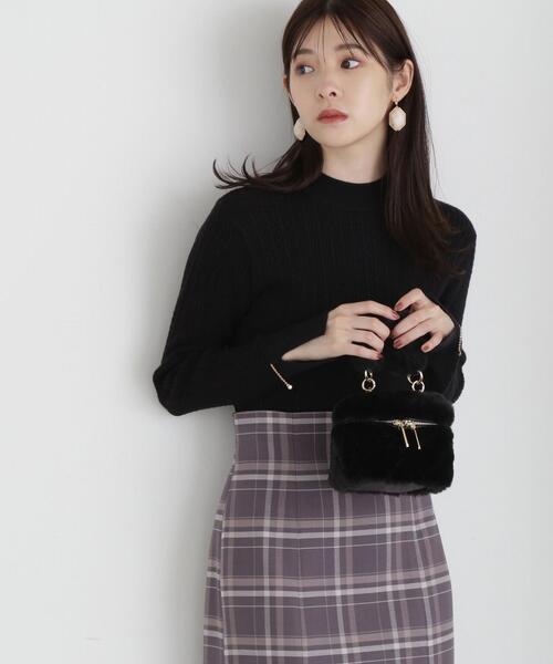 PROPORTION BODY DRESSING(プロポーションボディドレッシング)の「ミニケーブルスリットチェーンニット / 1213270027(ニット/セーター・レディース・ライトグリーン/ホワイト系その他/ブラウン/ブラック・MEDIUM/SMALL)」の2枚目の写真