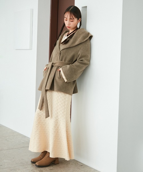 VIS（ビス）の「【洗える】クロスジャガードデザインニットワンピース（ワンピース・レディース・グレー/ブラック系その他/ホワイト系その他5・FREE）」の13枚目の写真