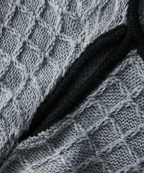 VIS（ビス）の「【洗える】クロスジャガードデザインニットワンピース（ワンピース・レディース・グレー/ブラック系その他/ホワイト系その他5・FREE）」の5枚目の写真