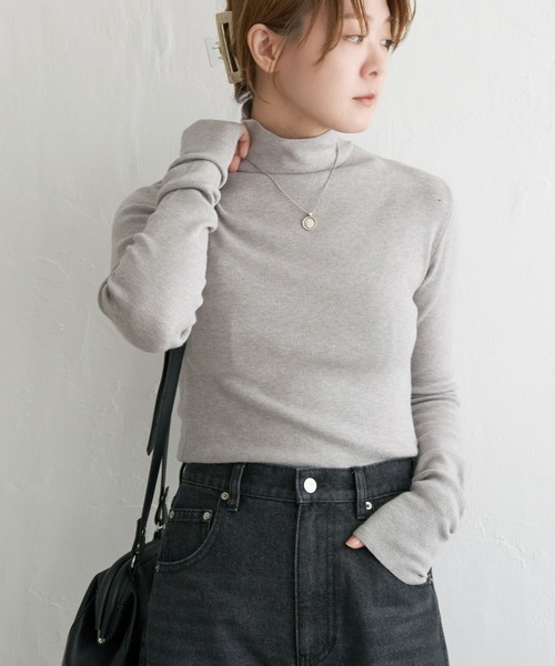 notch.（ノッチ）の「タートルネックロングスリーブニット（ニット/セーター・レディース・ホワイト/ライトグレー/ネイビー/ブラック・M）」の3枚目の写真