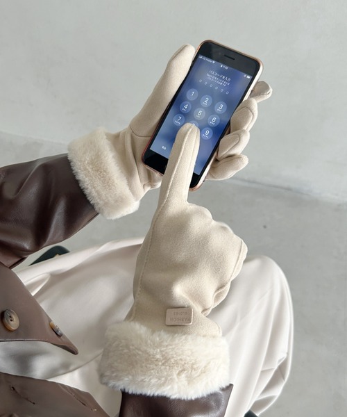 MYMOOD.（マイムード）の「【スマホ対応】裏起毛ファー手袋（手袋・レディース・ブラック/ベージュ/ピンク/グレー・FREE）」の7枚目の写真