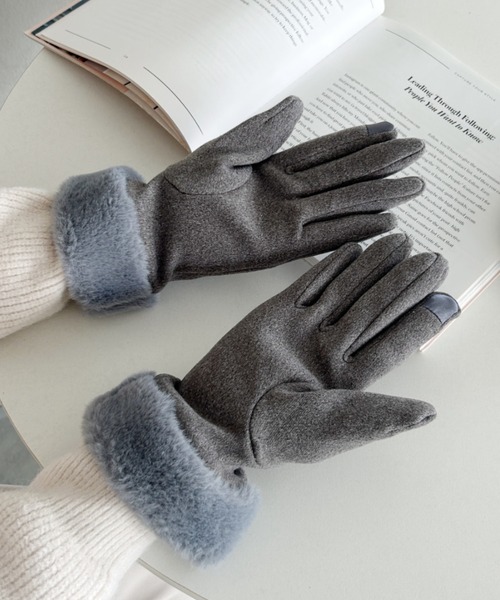 MYMOOD.（マイムード）の「【スマホ対応】裏起毛ファー手袋（手袋・レディース・ブラック/ベージュ/ピンク/グレー・FREE）」の21枚目の写真