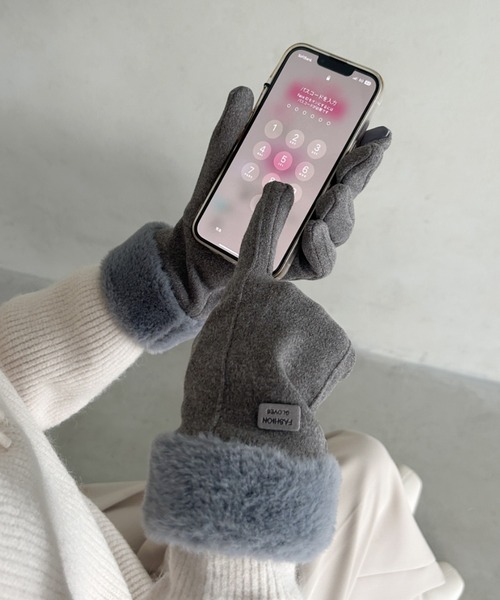 MYMOOD.（マイムード）の「【スマホ対応】裏起毛ファー手袋（手袋・レディース・ブラック/ベージュ/ピンク/グレー・FREE）」の22枚目の写真