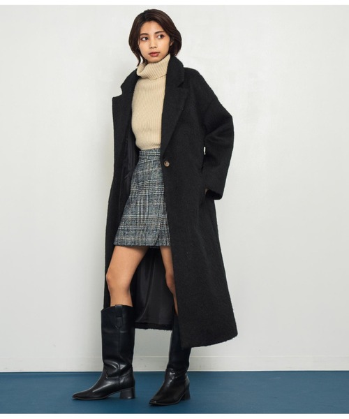 ANAP(アナップ)の「オーバーサイズ シャギーロング チェスターコート(チェスターコート・レディース・ブラック/ダークグレー/ピンク・FREE)」の5枚目の写真