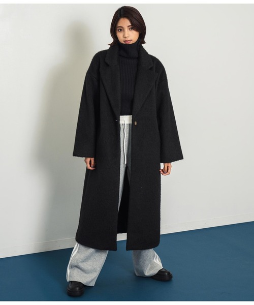 ANAP(アナップ)の「オーバーサイズ シャギーロング チェスターコート(チェスターコート・レディース・ブラック/ダークグレー/ピンク・FREE)」の7枚目の写真
