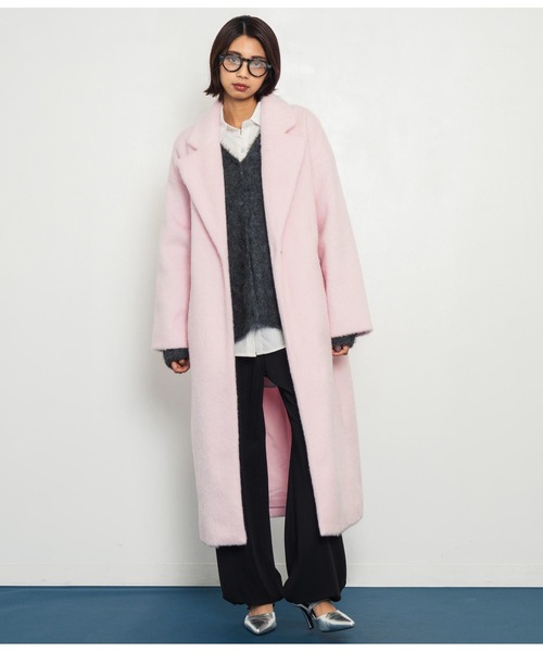 ANAP(アナップ)の「オーバーサイズ シャギーロング チェスターコート(チェスターコート・レディース・ブラック/ダークグレー/ピンク・FREE)」の12枚目の写真
