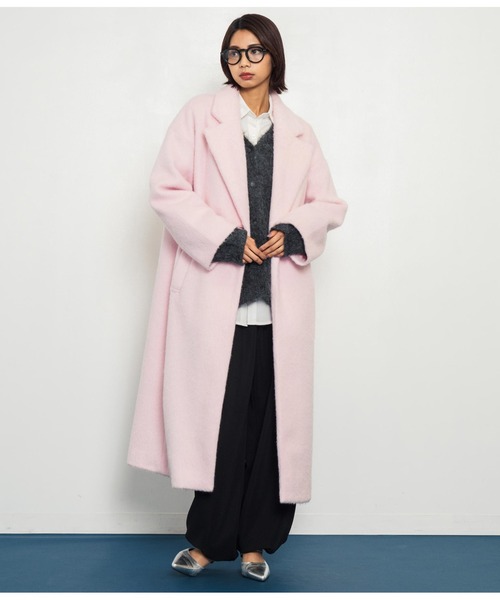 ANAP(アナップ)の「オーバーサイズ シャギーロング チェスターコート(チェスターコート・レディース・ブラック/ダークグレー/ピンク・FREE)」の13枚目の写真