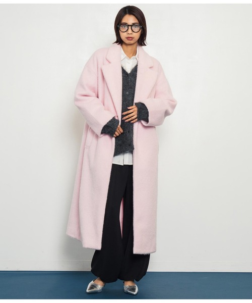 ANAP(アナップ)の「オーバーサイズ シャギーロング チェスターコート(チェスターコート・レディース・ブラック/ダークグレー/ピンク・FREE)」の14枚目の写真