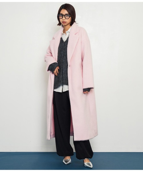 ANAP(アナップ)の「オーバーサイズ シャギーロング チェスターコート(チェスターコート・レディース・ブラック/ダークグレー/ピンク・FREE)」の16枚目の写真