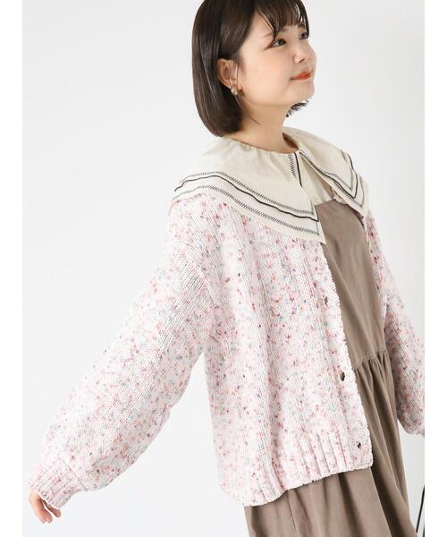 ehka sopo（エヘカソポ）の「モールミックスヤーンカーディガン（カーディガン/ボレロ・レディース・モカ/ピンク/グリーン・F）」の3枚目の写真