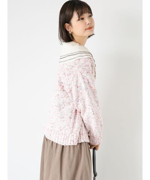 ehka sopo（エヘカソポ）の「モールミックスヤーンカーディガン（カーディガン/ボレロ・レディース・モカ/ピンク/グリーン・F）」の5枚目の写真