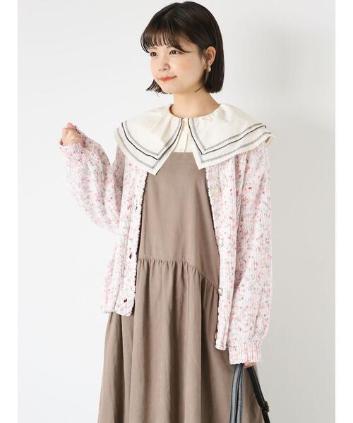 ehka sopo（エヘカソポ）の「モールミックスヤーンカーディガン（カーディガン/ボレロ・レディース・モカ/ピンク/グリーン・F）」の6枚目の写真