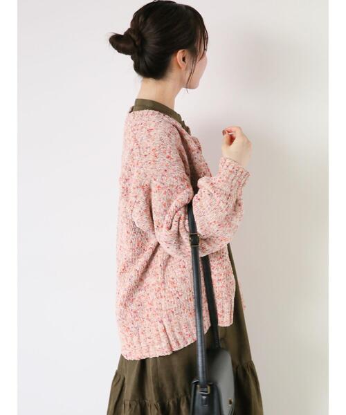 ehka sopo（エヘカソポ）の「モールミックスヤーンカーディガン（カーディガン/ボレロ・レディース・モカ/ピンク/グリーン・F）」の8枚目の写真