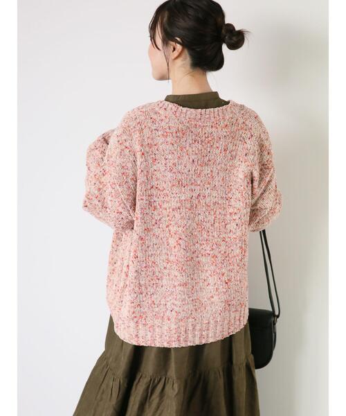 ehka sopo（エヘカソポ）の「モールミックスヤーンカーディガン（カーディガン/ボレロ・レディース・モカ/ピンク/グリーン・F）」の9枚目の写真