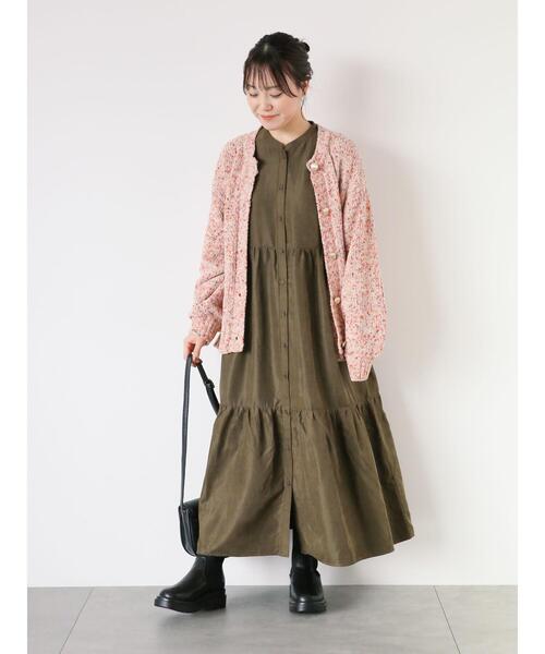 ehka sopo（エヘカソポ）の「モールミックスヤーンカーディガン（カーディガン/ボレロ・レディース・モカ/ピンク/グリーン・F）」の10枚目の写真