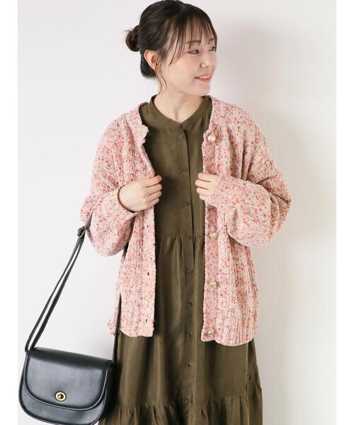 ehka sopo（エヘカソポ）の「モールミックスヤーンカーディガン（カーディガン/ボレロ・レディース・モカ/ピンク/グリーン・F）」の20枚目の写真