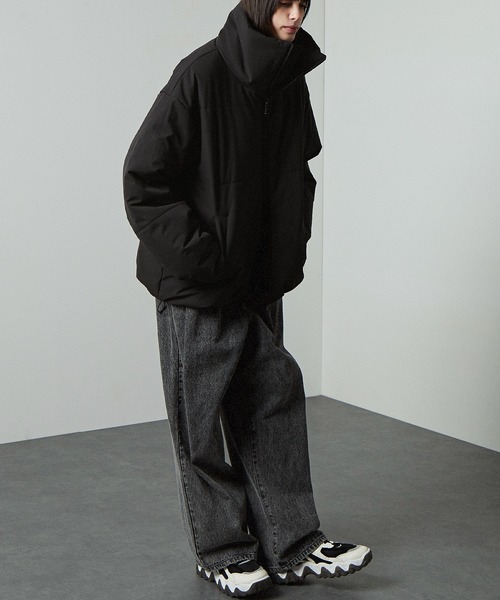 5DSL パディングジャケット フード付き Alfred Alex】functional fabric big padding jacket / ファンク