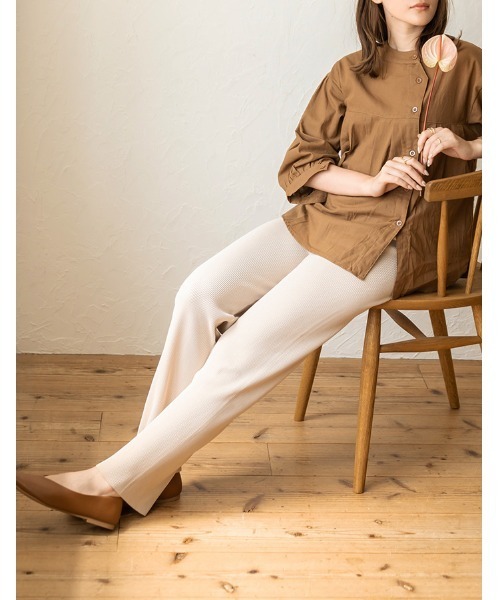 chocomee(チョコミー)の「self cut rib pants(その他パンツ・レディース・アイボリー・FREE)」の3枚目の写真