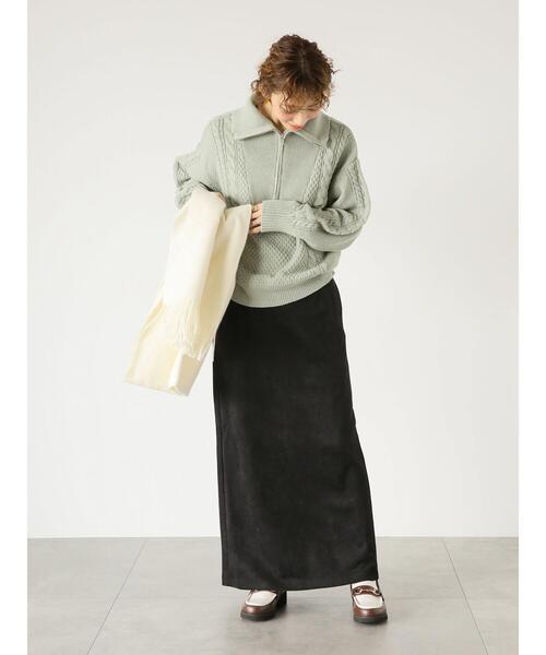 Lugnoncure(ルノンキュール)の「ジップ衿ケーブル編みニット(ニット/セーター・レディース・オフホワイト/ミント/ブラック・F)」の5枚目の写真