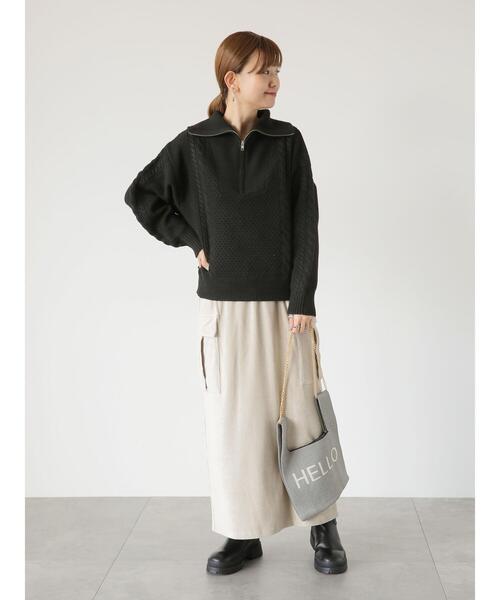 Lugnoncure(ルノンキュール)の「ジップ衿ケーブル編みニット(ニット/セーター・レディース・オフホワイト/ミント/ブラック・F)」の9枚目の写真