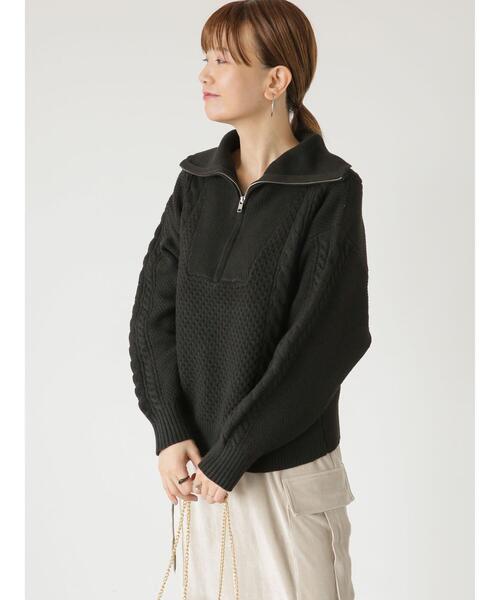 Lugnoncure(ルノンキュール)の「ジップ衿ケーブル編みニット(ニット/セーター・レディース・オフホワイト/ミント/ブラック・F)」の10枚目の写真