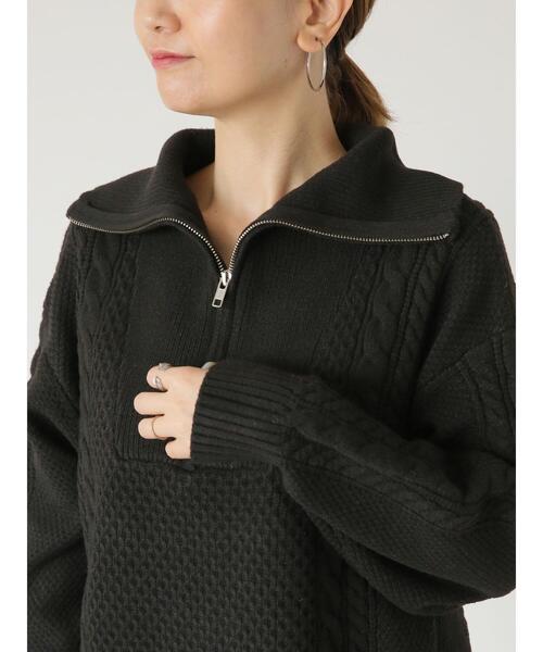 Lugnoncure(ルノンキュール)の「ジップ衿ケーブル編みニット(ニット/セーター・レディース・オフホワイト/ミント/ブラック・F)」の13枚目の写真