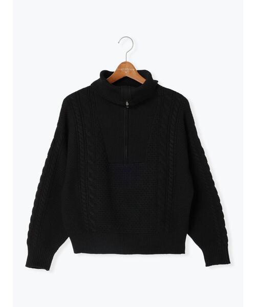 Lugnoncure(ルノンキュール)の「ジップ衿ケーブル編みニット(ニット/セーター・レディース・オフホワイト/ミント/ブラック・F)」の14枚目の写真