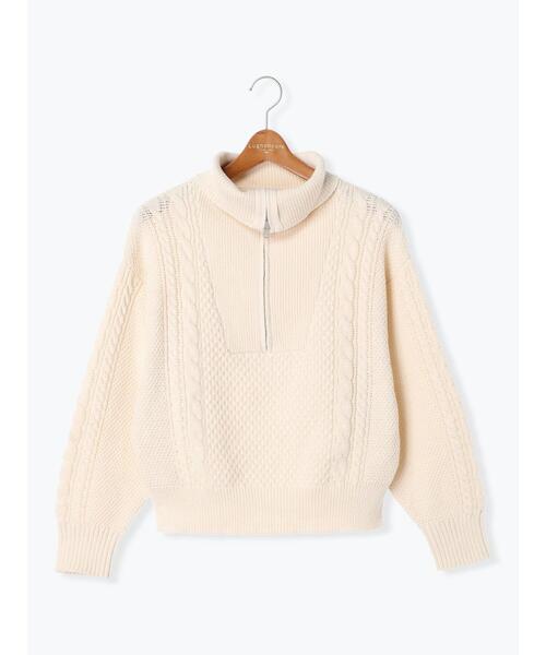 Lugnoncure(ルノンキュール)の「ジップ衿ケーブル編みニット(ニット/セーター・レディース・オフホワイト/ミント/ブラック・F)」の15枚目の写真