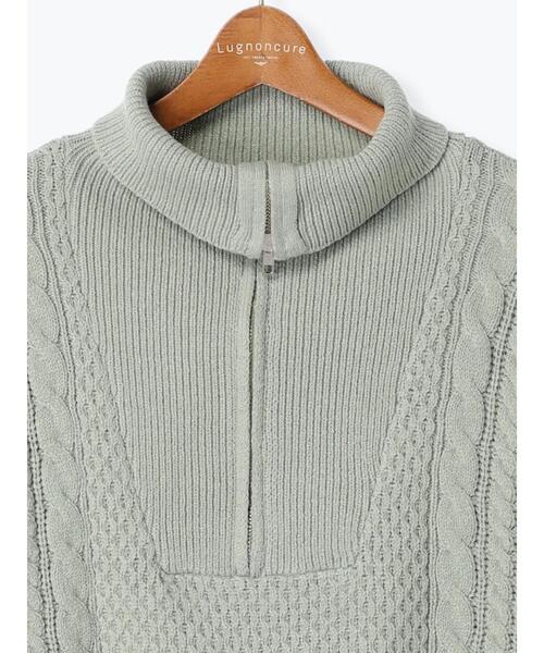 Lugnoncure(ルノンキュール)の「ジップ衿ケーブル編みニット(ニット/セーター・レディース・オフホワイト/ミント/ブラック・F)」の18枚目の写真