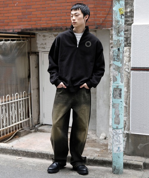 ALAND（エーランド）の「【UNISEX】ALAND／circlehalfZIP2 サークル ハーフジップ2/スウェット(裏起毛) 2991065（スウェット・レディース・ネイビー/ライトグレー/ブラック・MEDIUM/SMALL）」の4枚目の写真