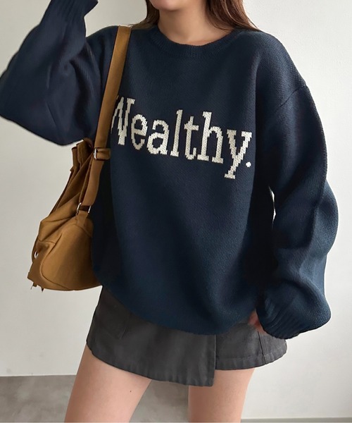 apres jour mignon(アプレジュールミニョン)の「ジャガードロゴニット【ZOZOTOWN限定アイテム】(ニット/セーター・レディース・アイボリー/グレー/ネイビー/ボルドー・X-LARGE/フリー)」の3枚目の写真