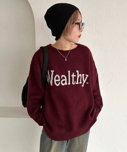 apres jour mignon(アプレジュールミニョン)の「ジャガードロゴニット【ZOZOTOWN限定アイテム】(ニット/セーター・レディース・アイボリー/グレー/ネイビー/ボルドー・X-LARGE/フリー)」の4枚目の写真