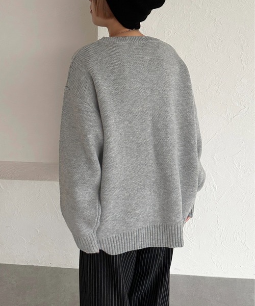 新品未使用●JUN&ROPE ロゴジャガード　ニット グレーベージュ　L　完売品 セール】ジャガードロゴニット【ZOZOTOWN限定アイテム】（ニット