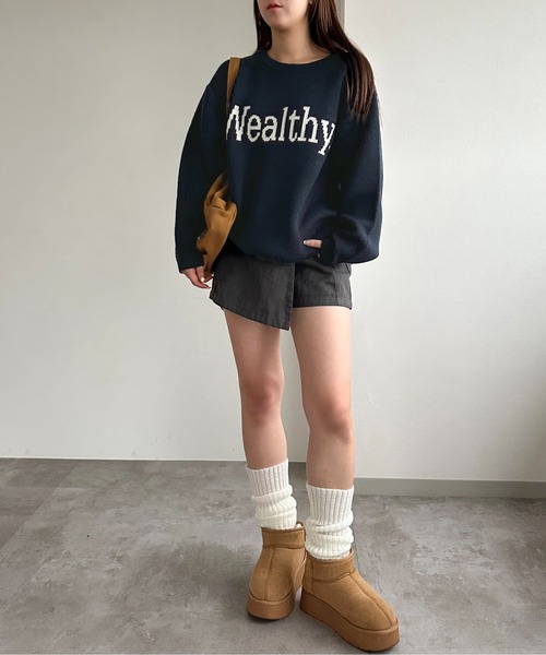 apres jour mignon(アプレジュールミニョン)の「ジャガードロゴニット【ZOZOTOWN限定アイテム】(ニット/セーター・レディース・アイボリー/グレー/ネイビー/ボルドー・X-LARGE/フリー)」の14枚目の写真