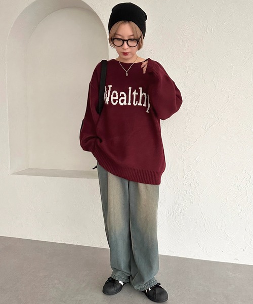 apres jour mignon(アプレジュールミニョン)の「ジャガードロゴニット【ZOZOTOWN限定アイテム】(ニット/セーター・レディース・アイボリー/グレー/ネイビー/ボルドー・X-LARGE/フリー)」の18枚目の写真