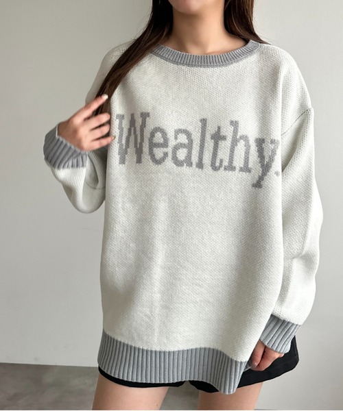 apres jour mignon(アプレジュールミニョン)の「ジャガードロゴニット【ZOZOTOWN限定アイテム】(ニット/セーター・レディース・アイボリー/グレー/ネイビー/ボルドー・X-LARGE/フリー)」の10枚目の写真