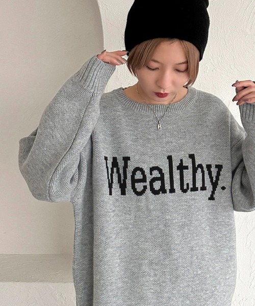 apres jour mignon(アプレジュールミニョン)の「ジャガードロゴニット【ZOZOTOWN限定アイテム】(ニット/セーター・レディース・アイボリー/グレー/ネイビー/ボルドー・X-LARGE/フリー)」の11枚目の写真