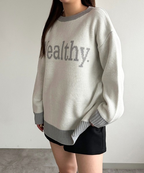 apres jour mignon(アプレジュールミニョン)の「ジャガードロゴニット【ZOZOTOWN限定アイテム】(ニット/セーター・レディース・アイボリー/グレー/ネイビー/ボルドー・X-LARGE/フリー)」の9枚目の写真