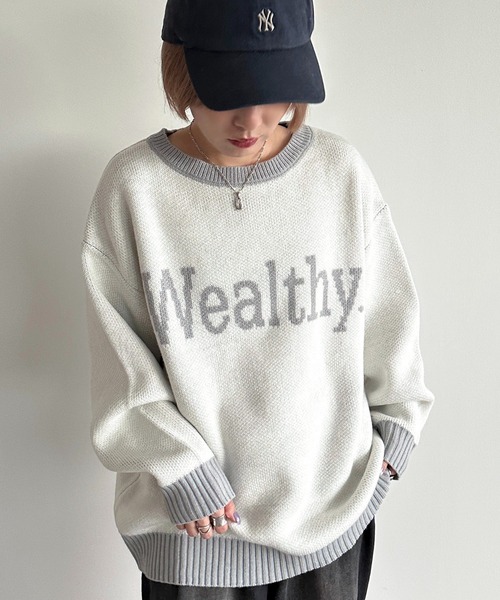 apres jour mignon(アプレジュールミニョン)の「ジャガードロゴニット【ZOZOTOWN限定アイテム】(ニット/セーター・レディース・アイボリー/グレー/ネイビー/ボルドー・X-LARGE/フリー)」の6枚目の写真